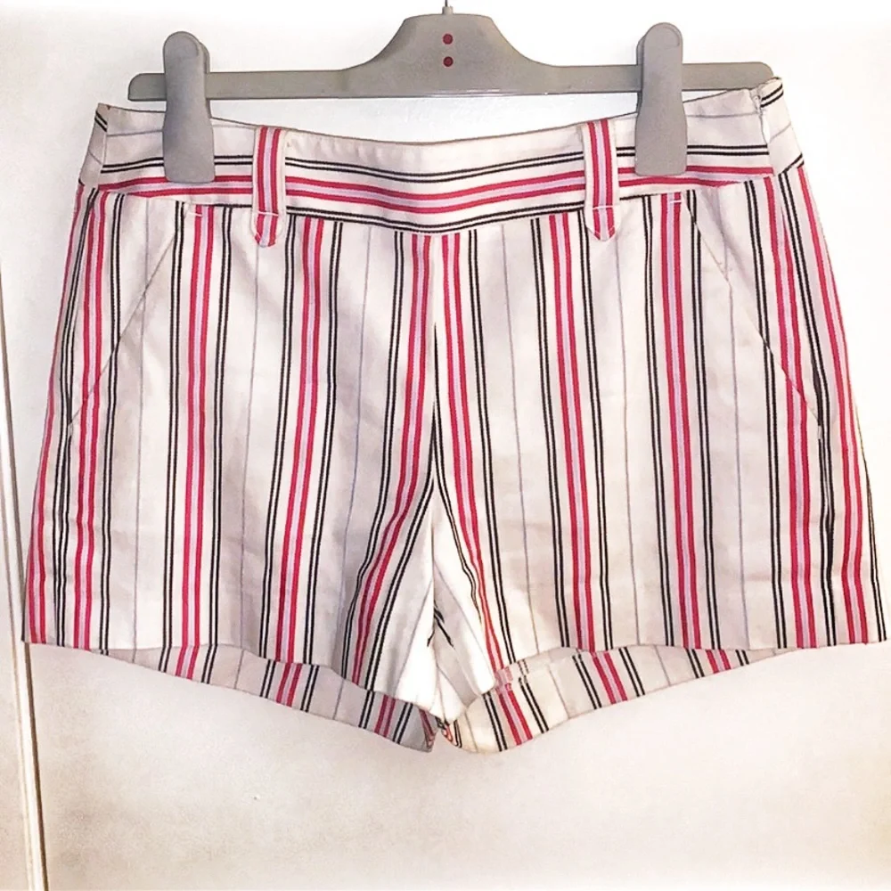 Loft cotton striped shorts red & white size 2